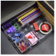 Set organizator pentru sertar cu 5 compartimente, plastic, transparent, 30x22.5x6 cm