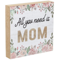 Semn decorativ din lemn cu mesajul "All you need in MOM", lemn, multicolor, 12x12x2cm
