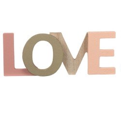 Decoratiune Love, din lemn, multicolora, 17x0.8x6.7cm
